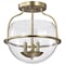 Nuvo Amado 3-Light Semi Flush Mount Vintage Brass Clear Glass 60/7821 - alternate 1